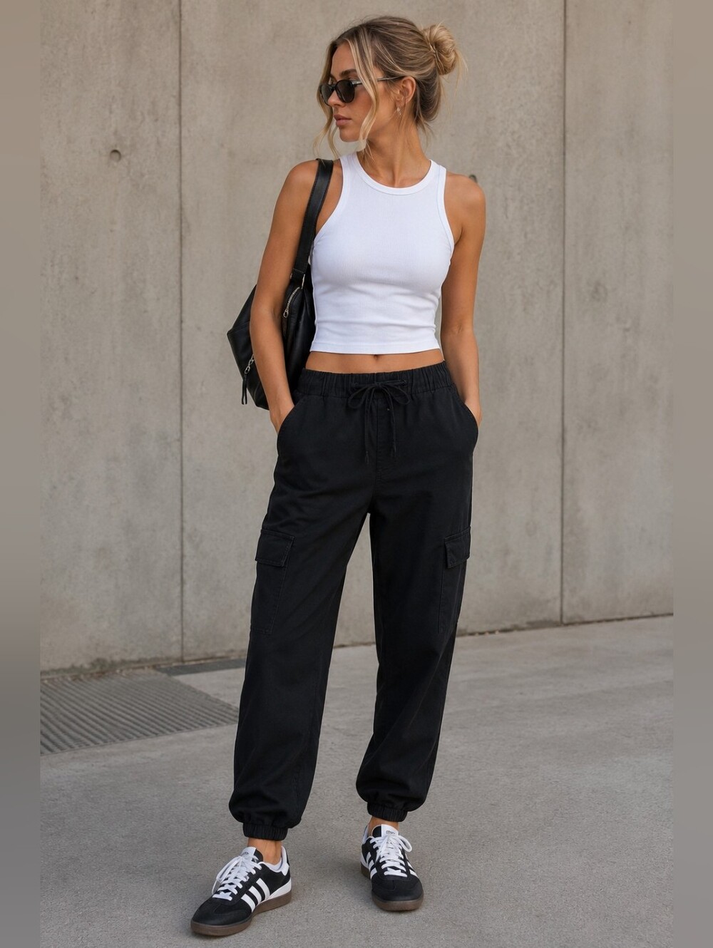 NWT No Boundaries Black Cargo Jogger Pants Size Large 12-14 Pull-On Mid Rise